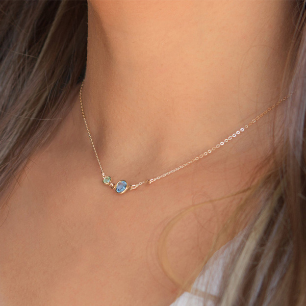 S925 Mother & Daughter Forever Linked Together Birthstone Custom Necklace