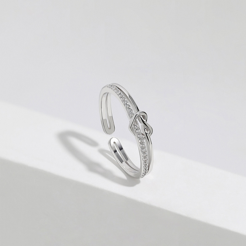 S925 Mother & Daughter Love Diamond Knot Ring