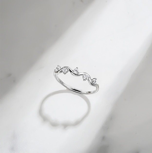 For Self - S925 A Self-Reminder Wavy Diamond Ring