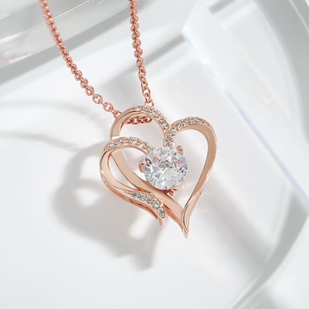 For Granddaughter - I’ll Always Be With You Diamond Double Heart Necklace