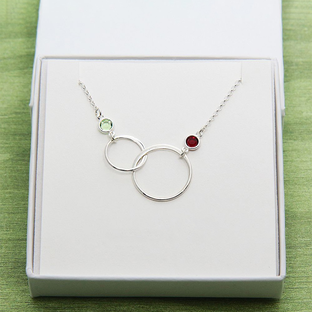 S925 Mother & Daughter Forever Linked Together Birthstone Custom Circle Bracelet