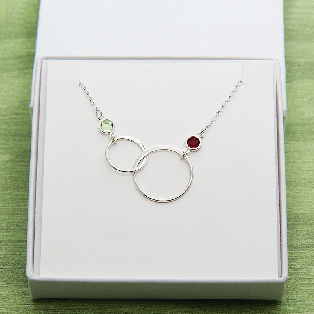 S925 Mother & Daughter Forever Linked Together Birthstone Custom Circle Bracelet