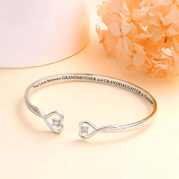 The Love Between Grandmother And Granddaughter Is Forever Double Heart Bracelet