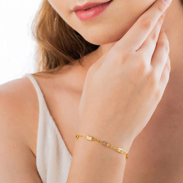 S925 Custom Long Birthstone Bracelet