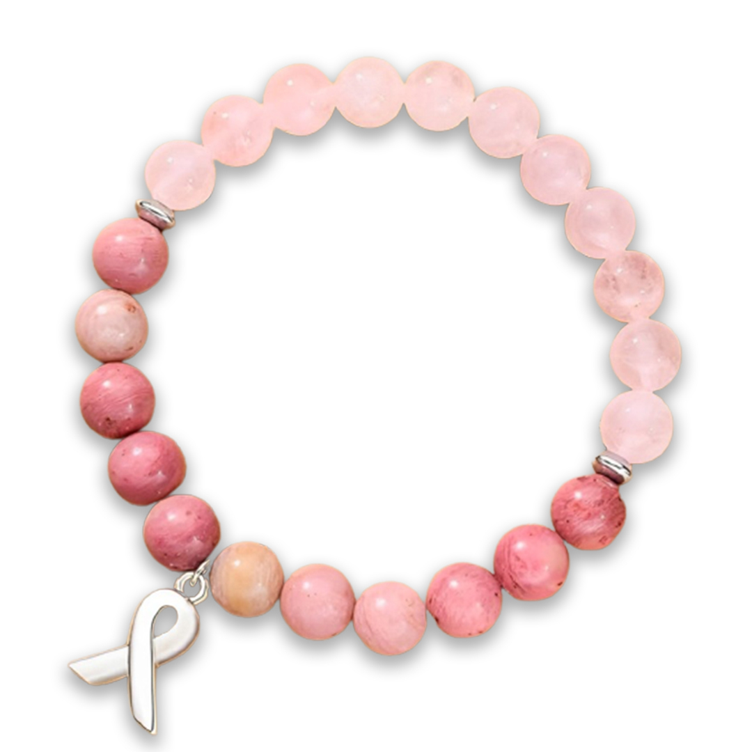S925 Conquer Cancer Beaded Stretch Bracelet