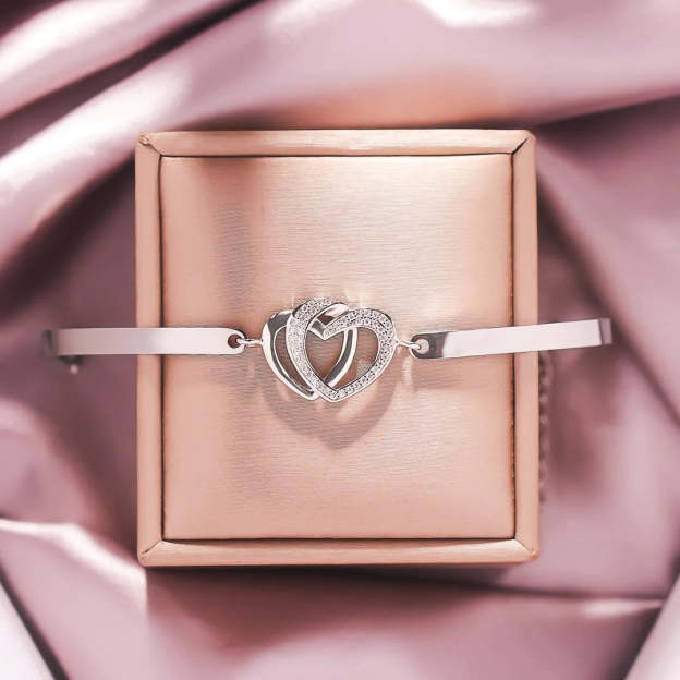 Mother & Daughter Forever Linked Together Heart to Heart Bracelet