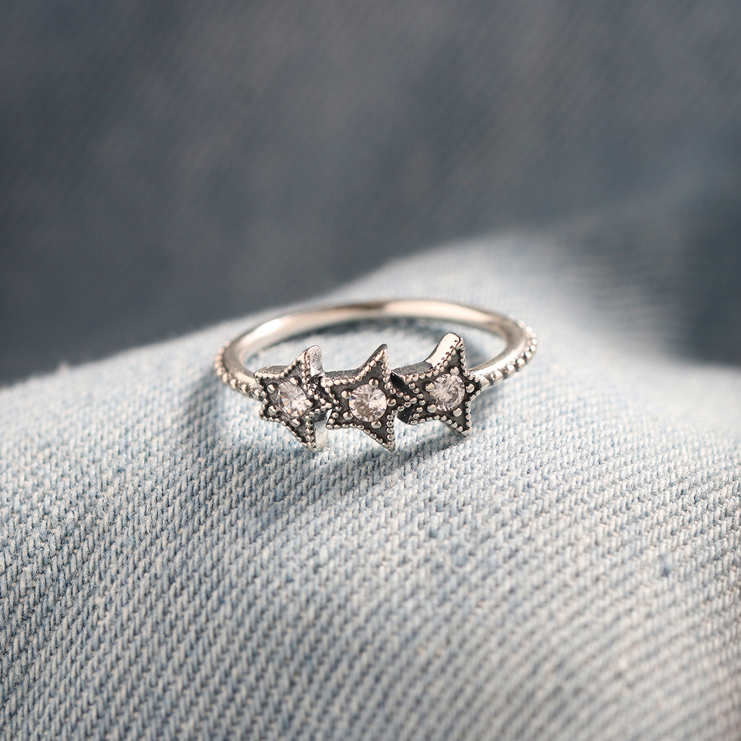 S925 My daughter Who Shines Like A Star Three Stars Ring