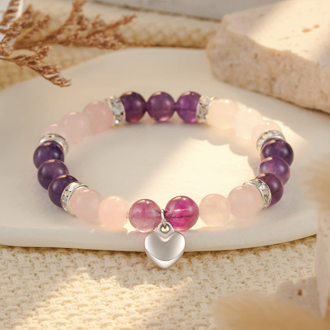 For Daughter - Never Forget How Much I Love You Heart Bead Bracelet