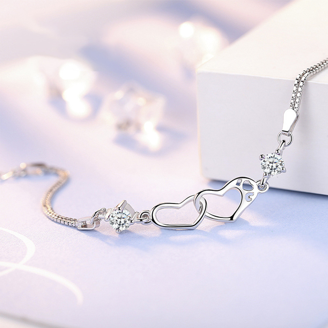 S925 Forever Linked Together Double Diamond Bracelet