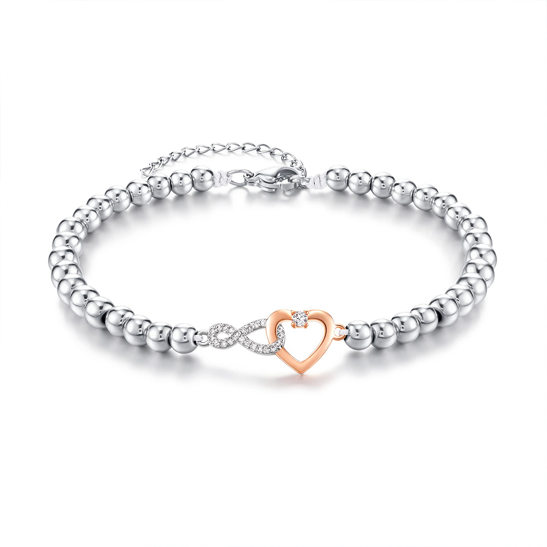 For Daughter - Mother and Daughter Forever Linked Together Infinite Love Beaded Bracelet