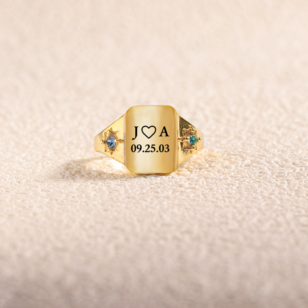 S925 Custom Initial & Special Date Ring