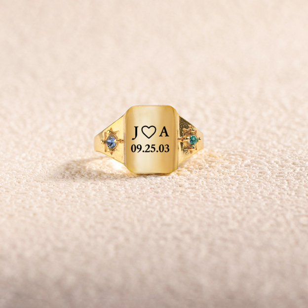 S925 Custom Initial & Special Date Ring