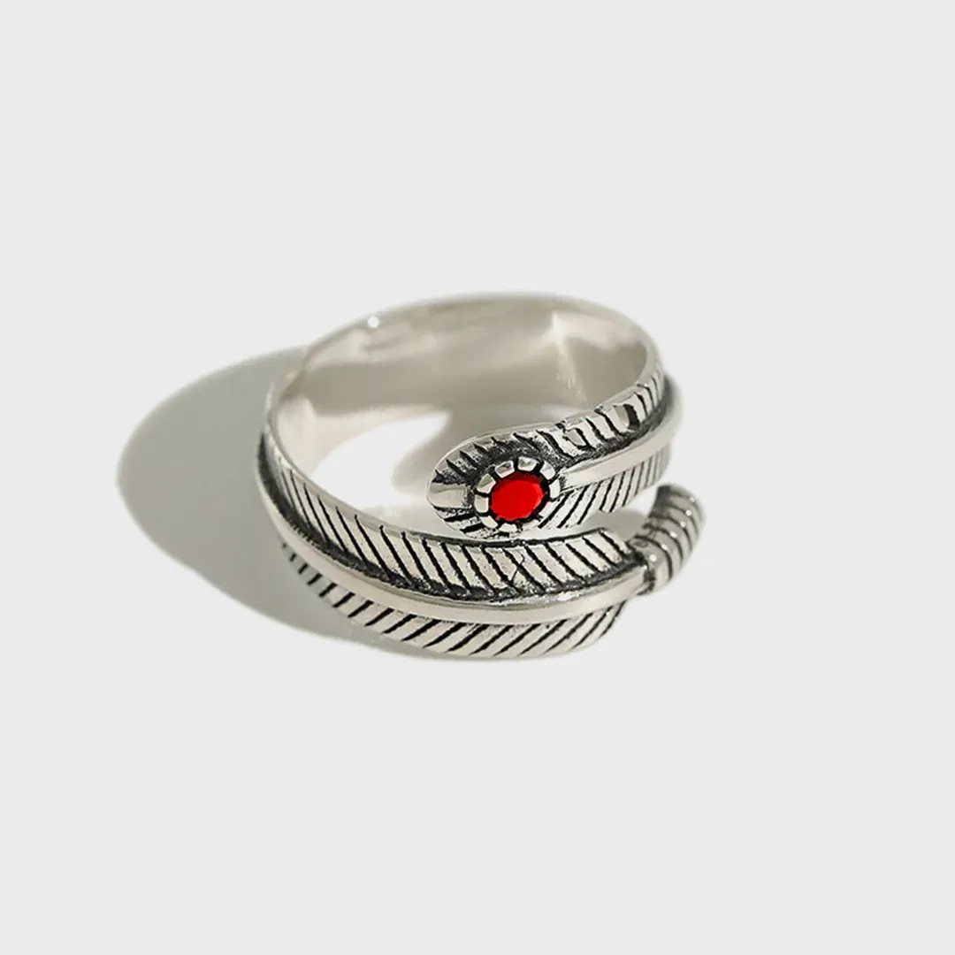For Memorial - S925 Guardian Angel Turquoise Feather Ring
