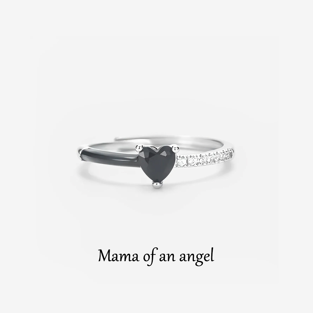 For Memorial - Mama Of An Angel Drip Glaze Half Diamond Ring