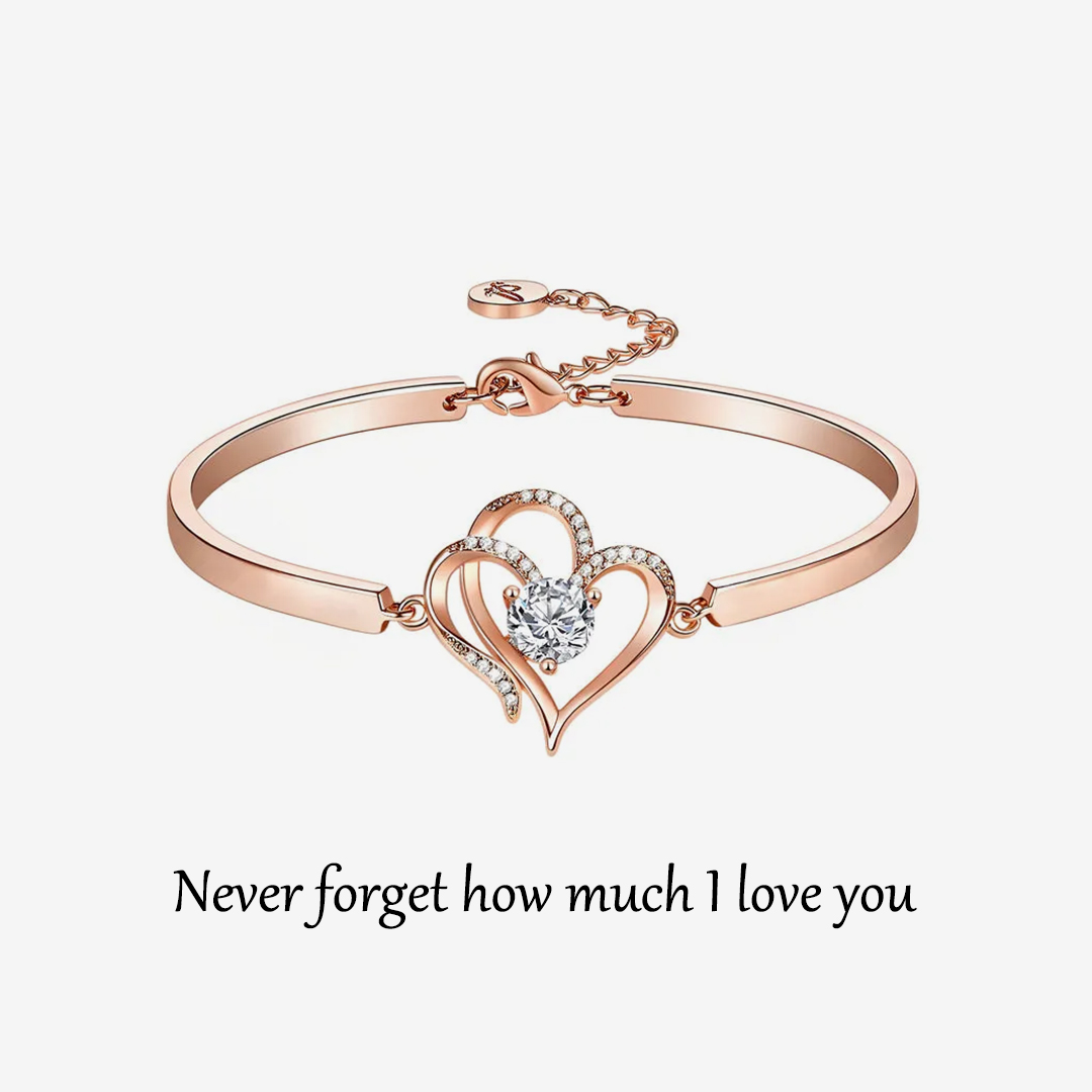 For Granddaughter - S925 Never Forget How Much I Love You Heart Sterling Silver Crystal Bracelet