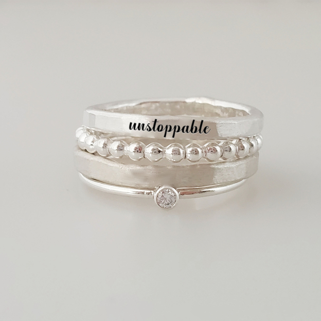 S925 Unstoppable Stacked Ring - 4 Rings Set
