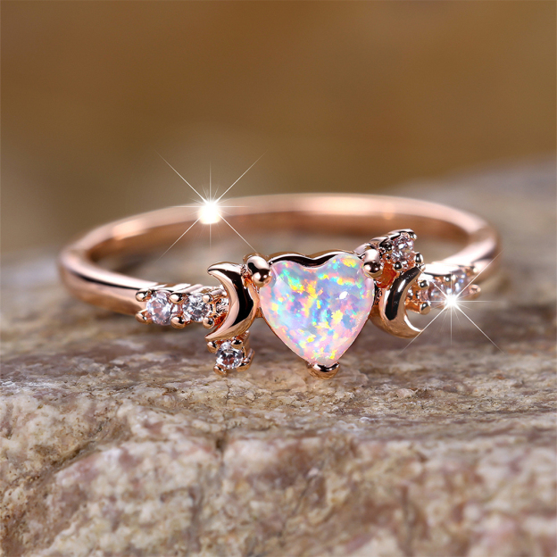 For Self - Remember To Love Yourself Unconditionally Love Heart Opal Ring
