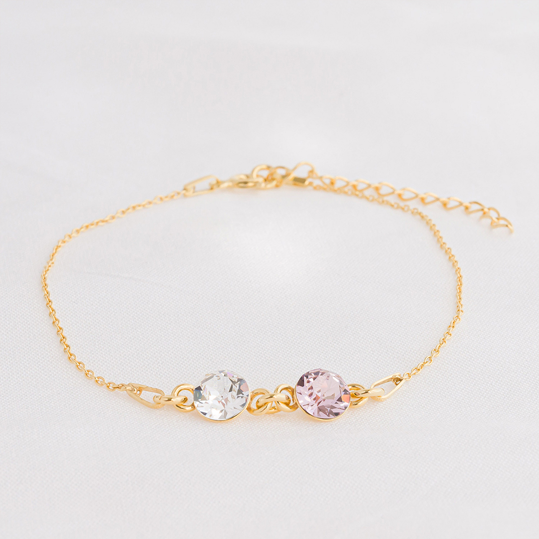 For Mother - Mother And Kids Forever Linked Together Custom Birthstones Bracelet