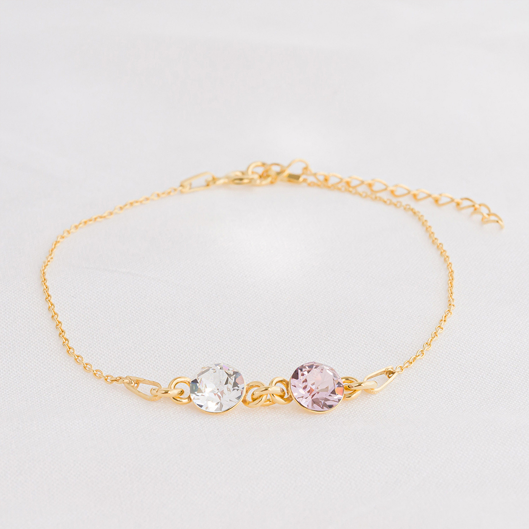 For Mother - Mother And Kids Forever Linked Together Custom Birthstones Bracelet