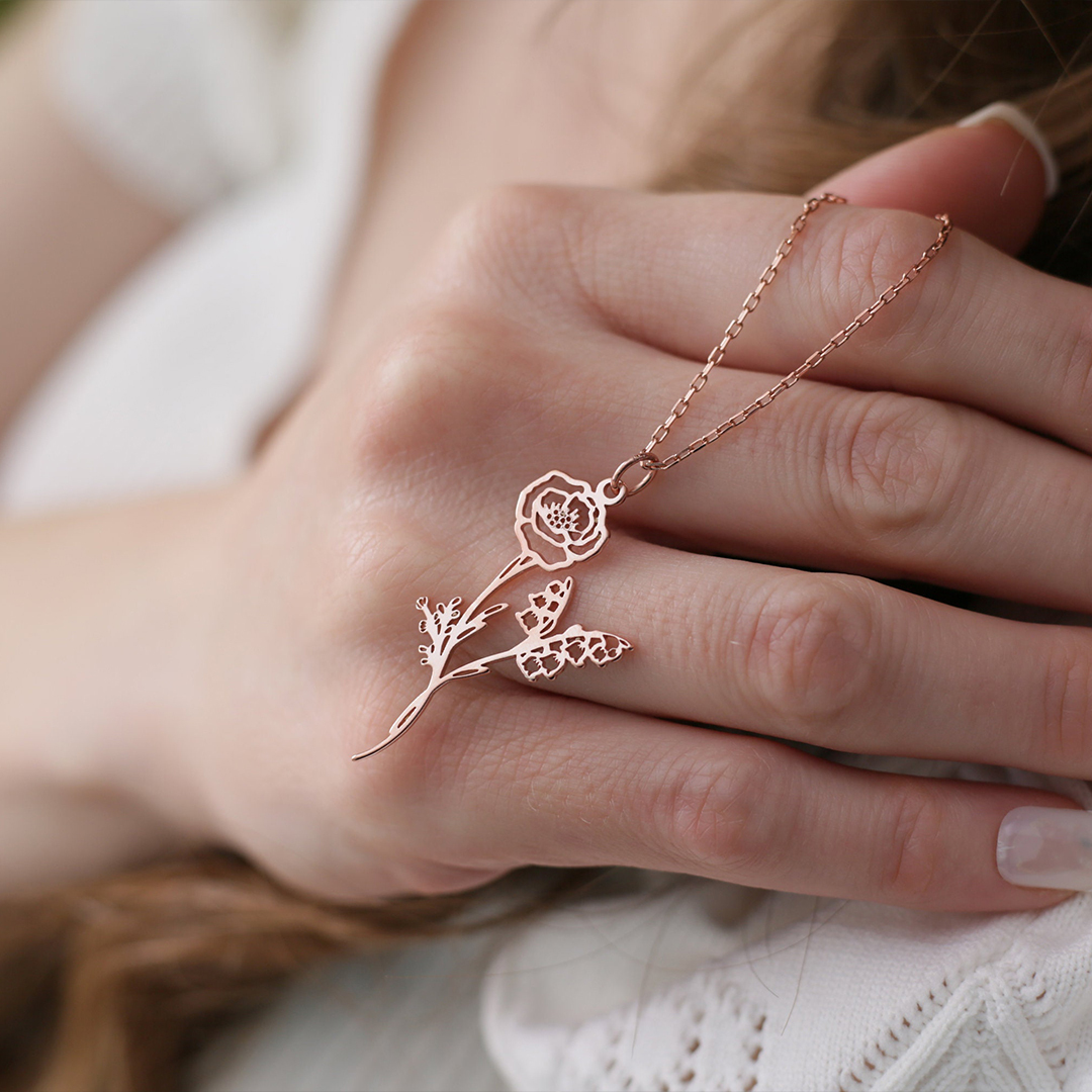 For Mother/Nana - Birth Flower Bouquet Necklace