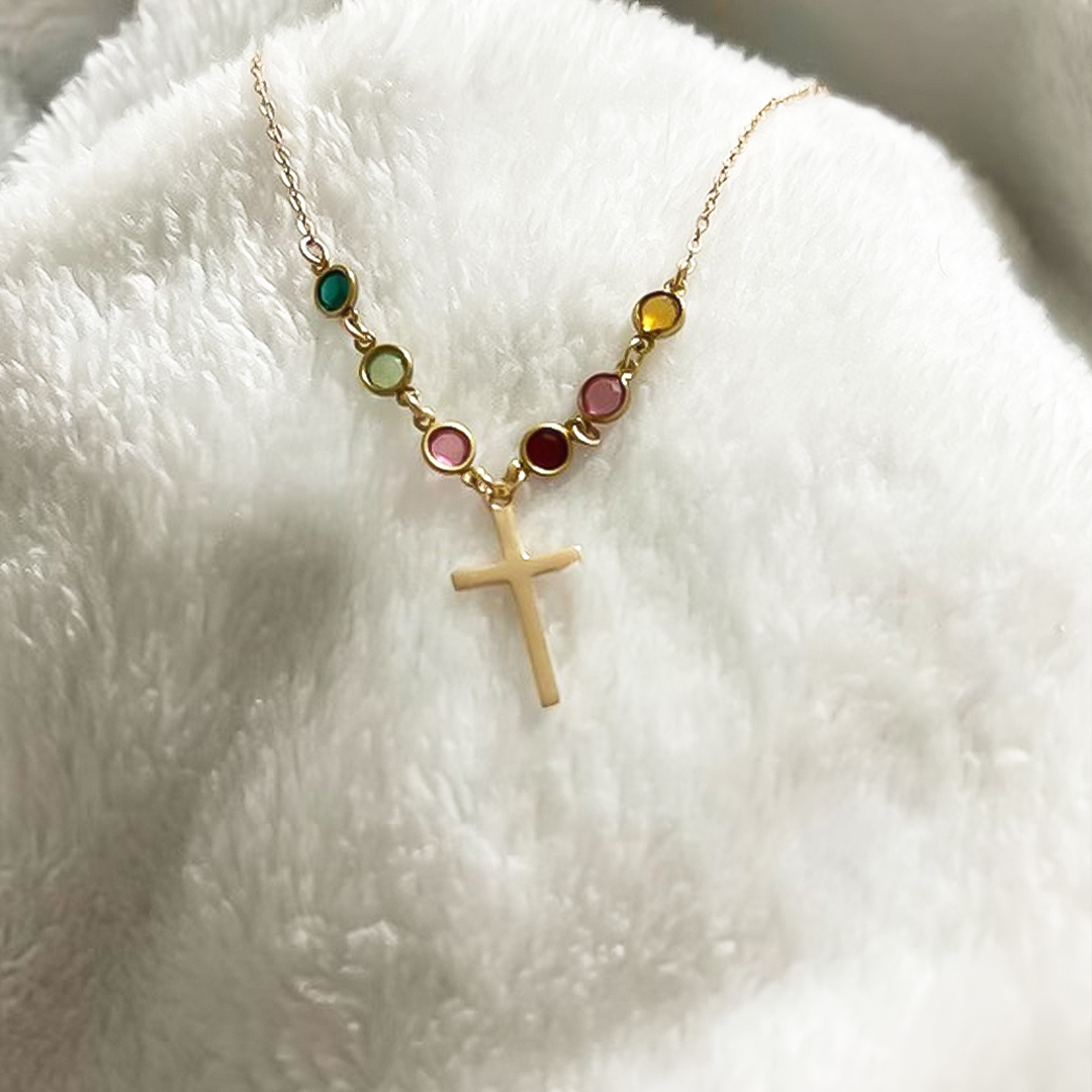 For Mother/Nana - Holy Cross Birthstone Custom  Necklace
