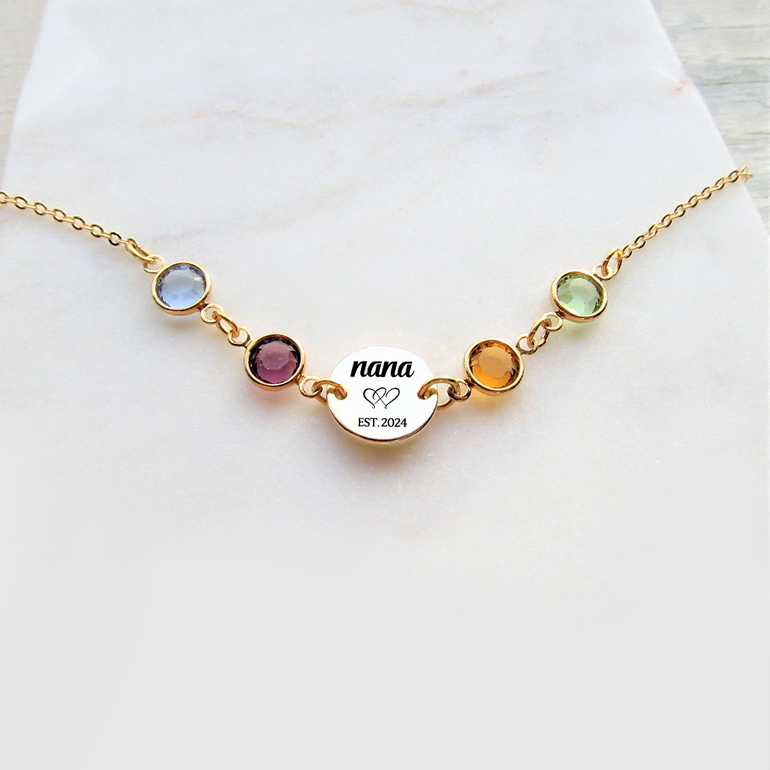 For Mama/Nana -  Year & birthstone Custom Necklace
