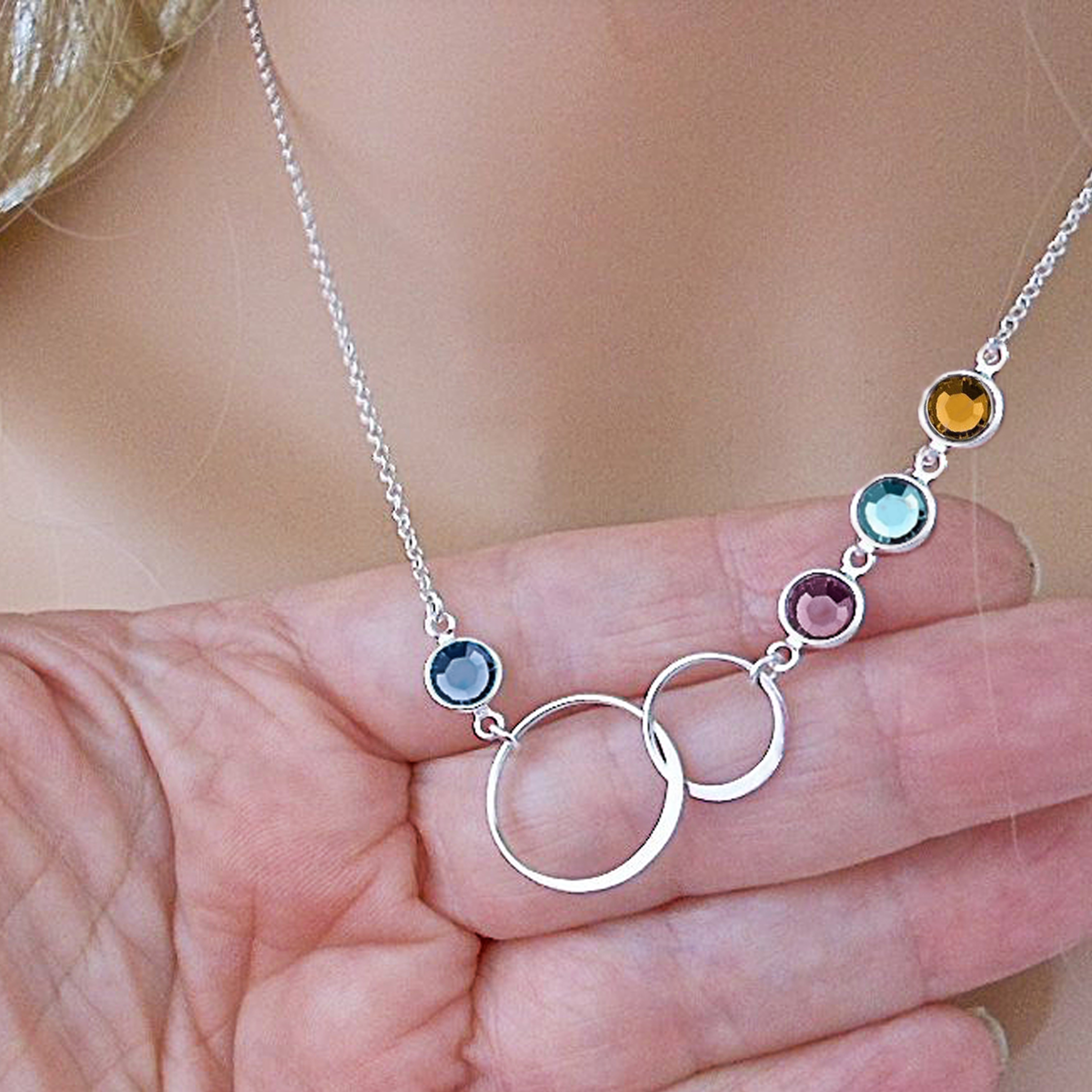 For Mother-Birthstone Personalized Bicyclic Necklace