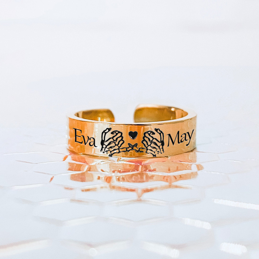 For Mother- S925 Skeleton Promise Custom Name Ring