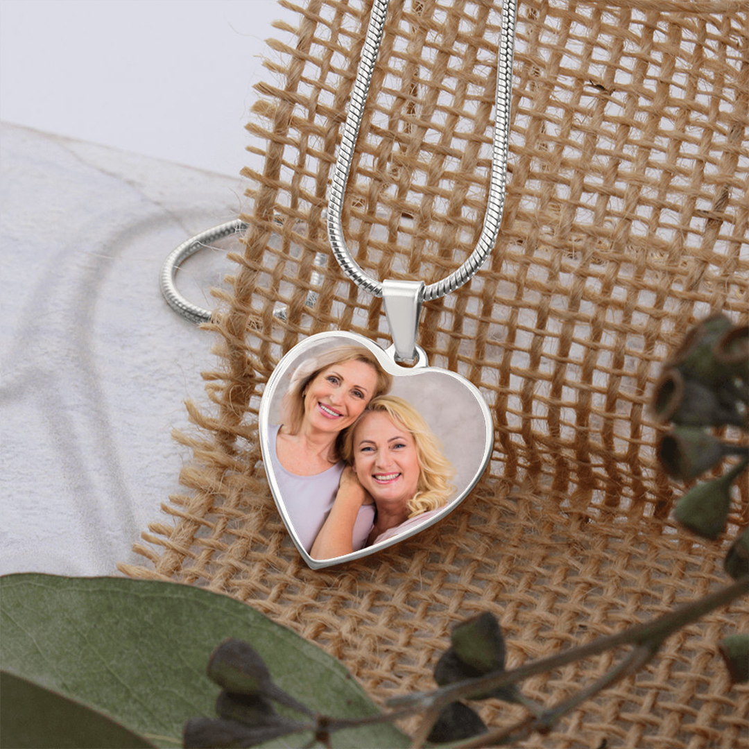 For Mother - Custom Photo Heart Pendant Necklace