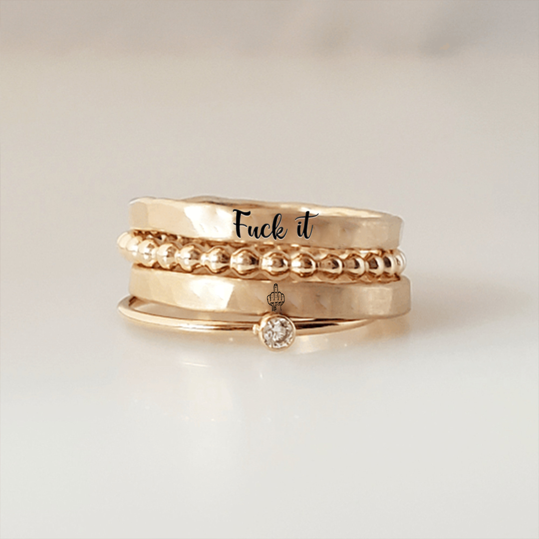 For Wife- Fuck It Stacked Ring - 4 Rings Set
