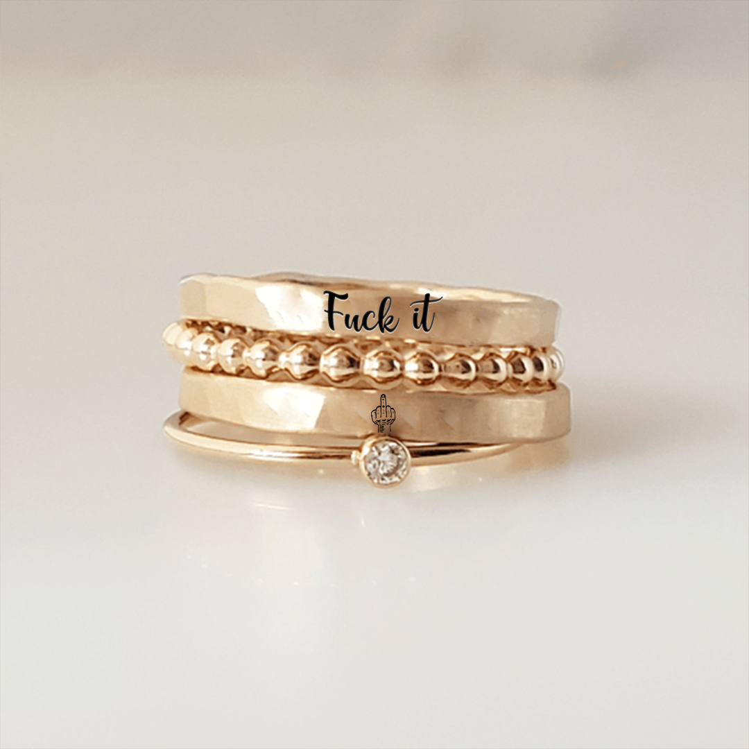 For Wife- Fuck It Stacked Ring - 4 Rings Set