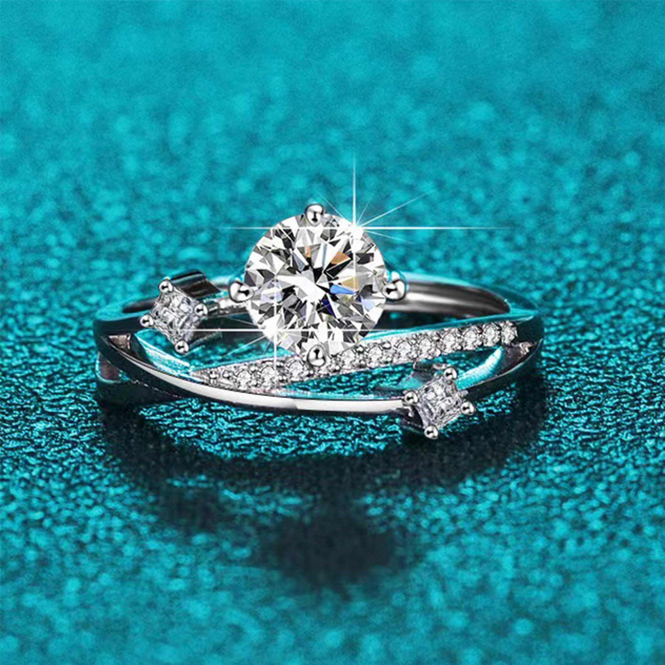 Diamond Cross Open Ring