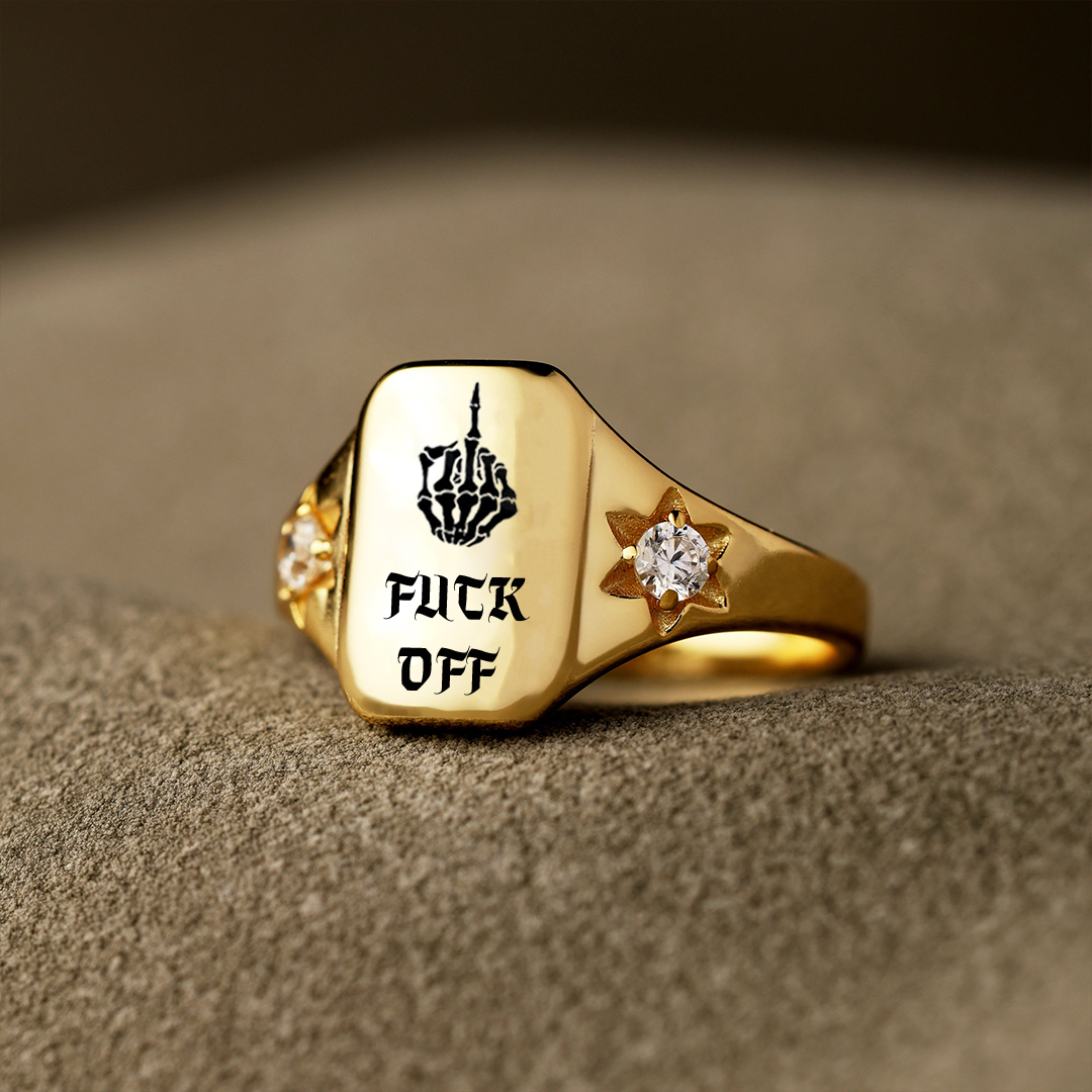 S925 FUCK OFF Square Ring 