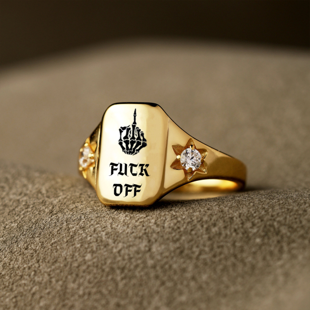 S925 FUCK OFF Square Ring 