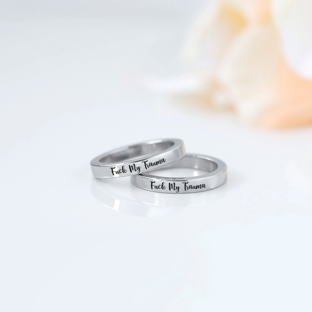 S925 Fuck My Trauma Circle Ring 