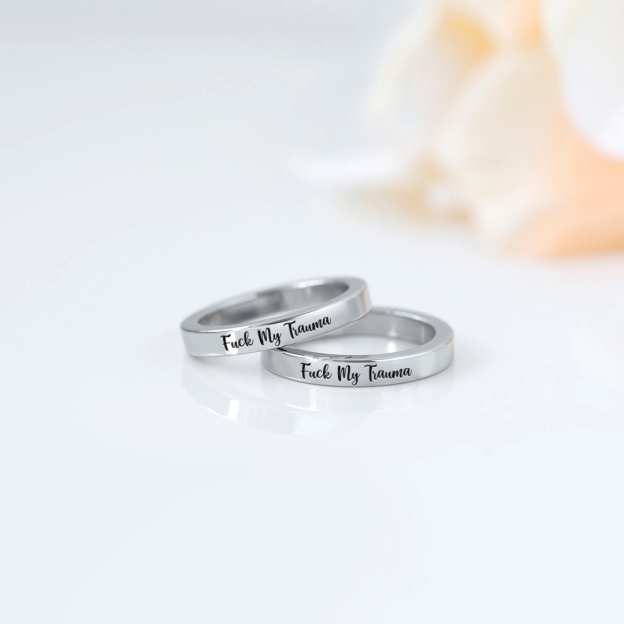 S925 Fuck My Trauma Circle Ring 