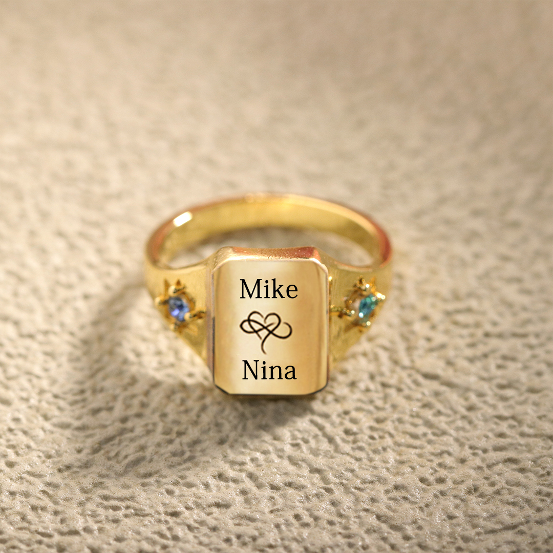 For Love - S925 Name And Birthstone Custom Ring