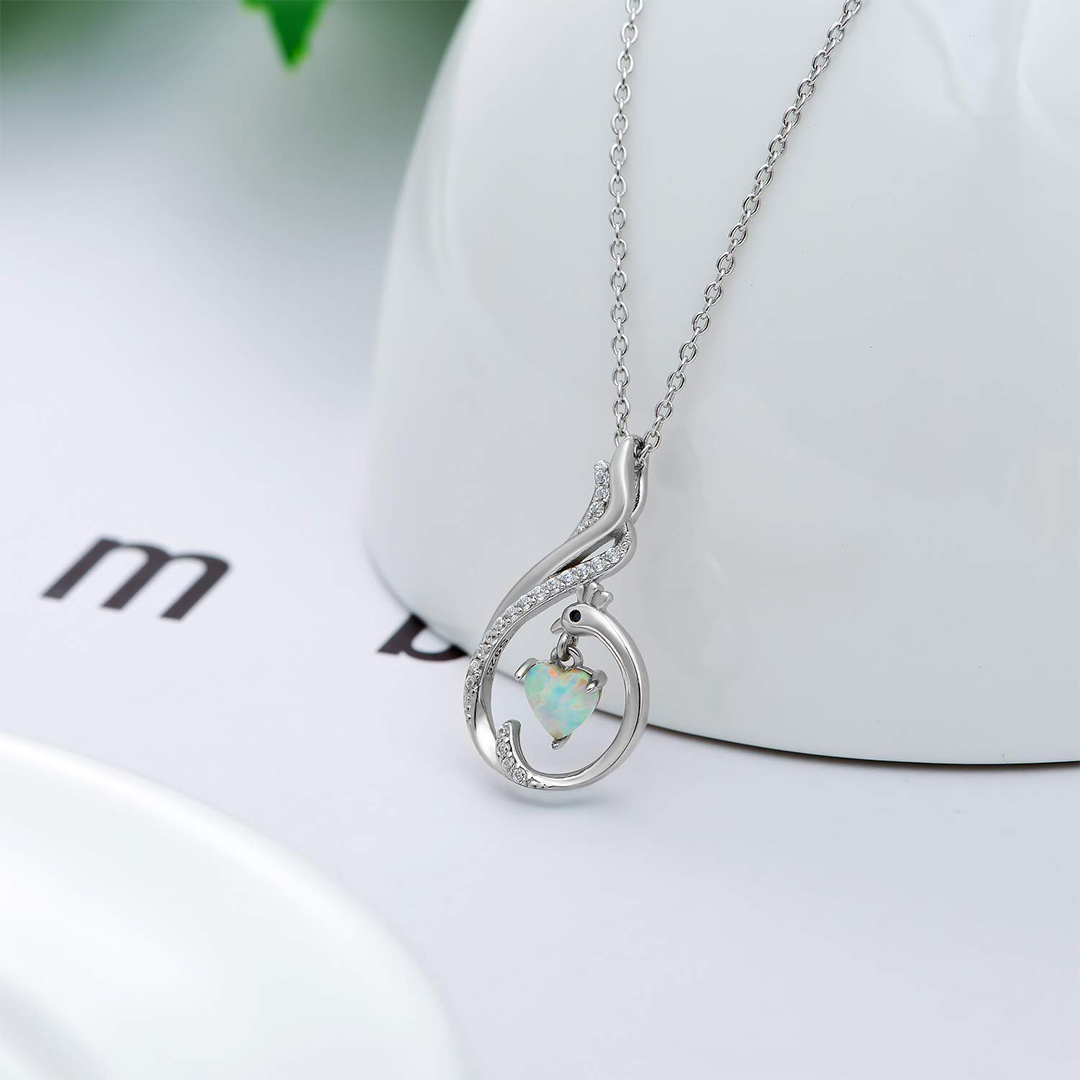 For Friend - S925 Burns Brighter Love Opal Stone Phoenix Necklace