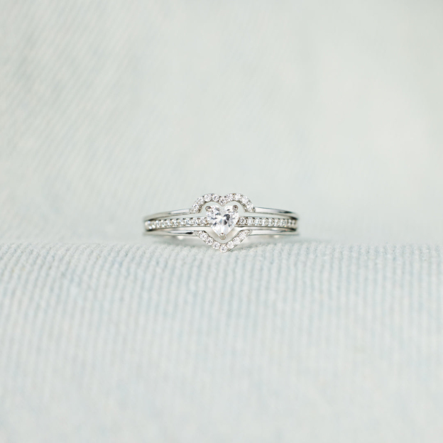 For Granddaughter - S925 Always Keep Me In Your Heart, For You Are Always In Mine Layered Heart Ring