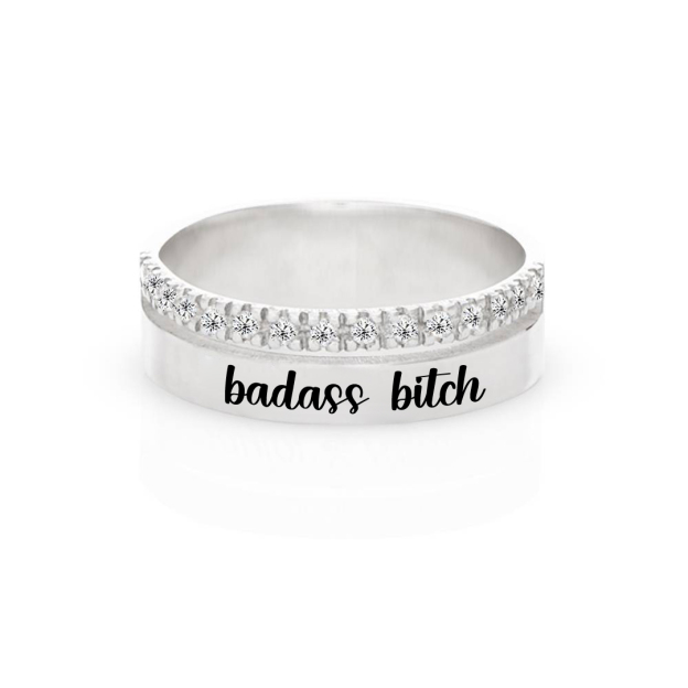 Badass Bitch Dainty Diamond Double Band Ring