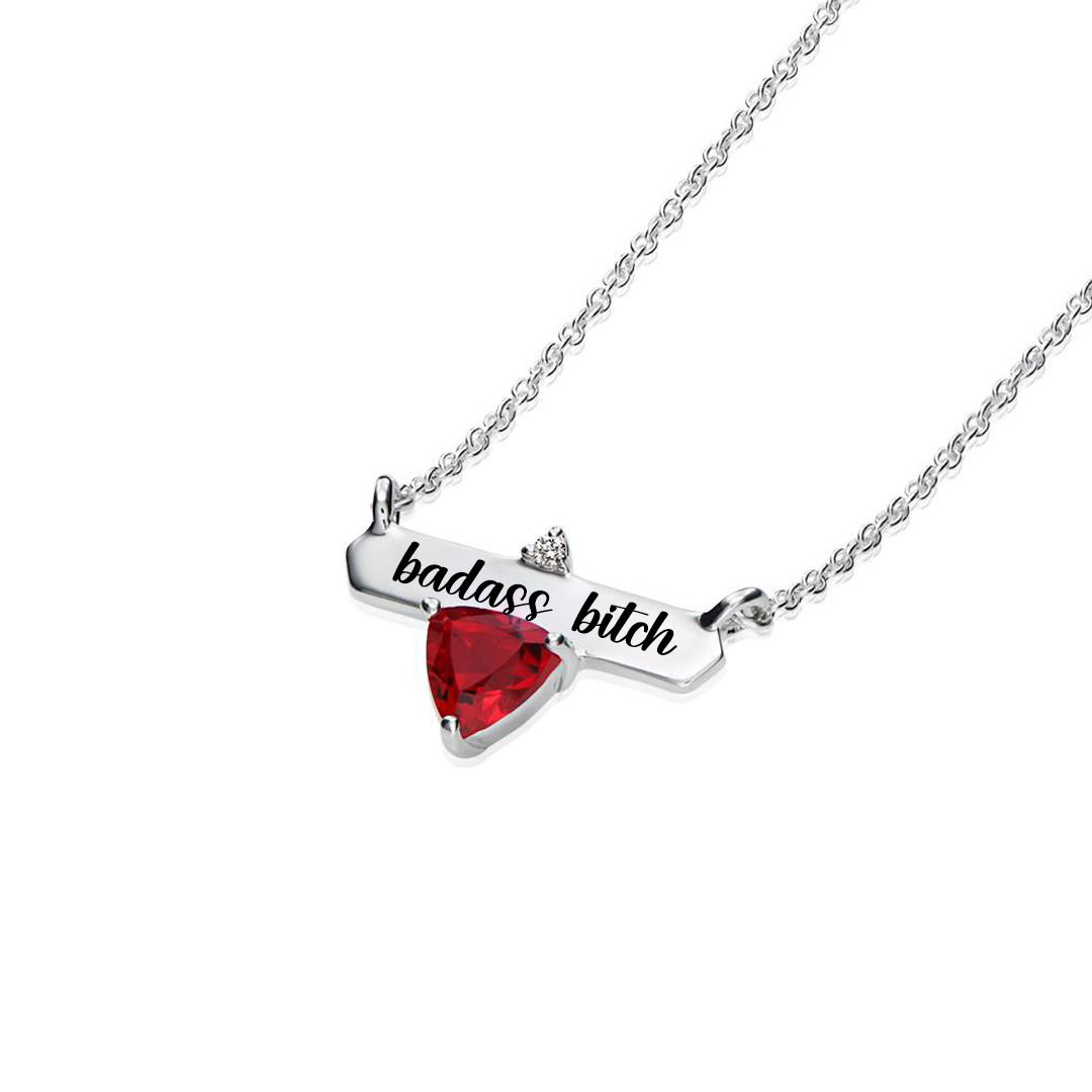 Badass Bitch Custom Birthstone Necklace