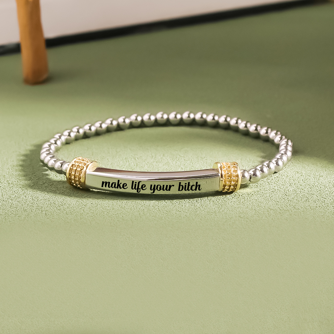 Fighting Long Diamond Beaded Stretch Bracelet