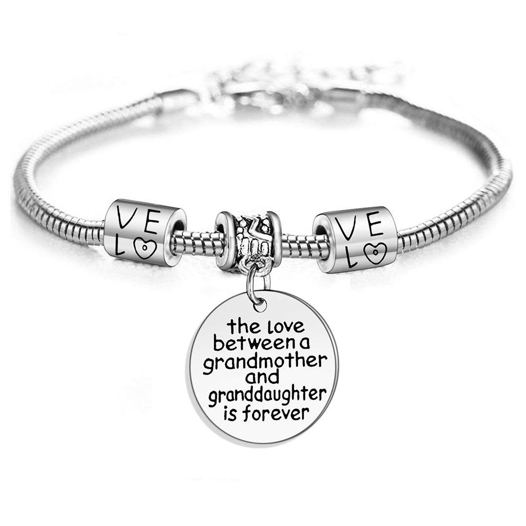 For Granddaughter - Always Keep Me In Your Heart For You Are Always In Mine Amethyst Double Heart Bracelet