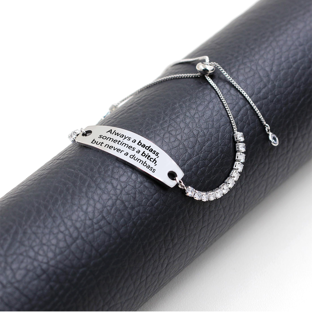 Badass Bitch Engraved Tennis Bracelet