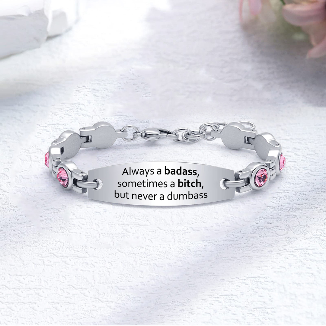 Badass Bitch Circle Diamond Chain Bracelet
