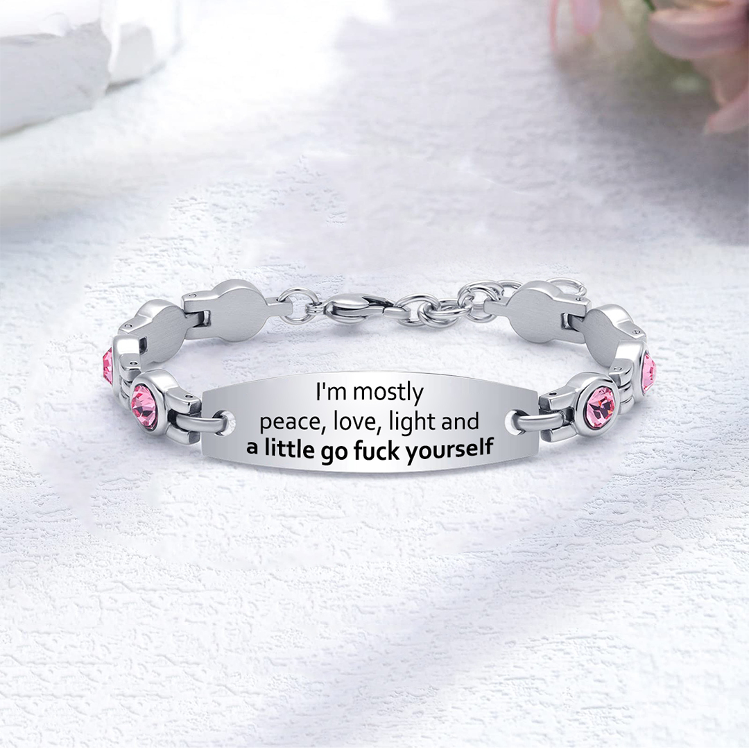 Love and Peace Circle Diamond Chain Bracelet