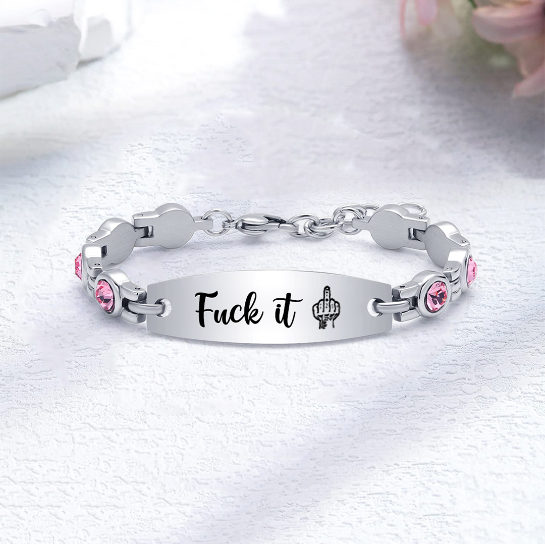 Fuck It Circle Diamond Chain Bracelet