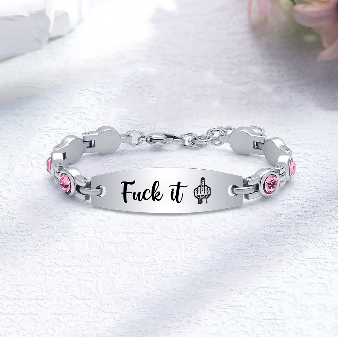 Fuck It Circle Diamond Chain Bracelet