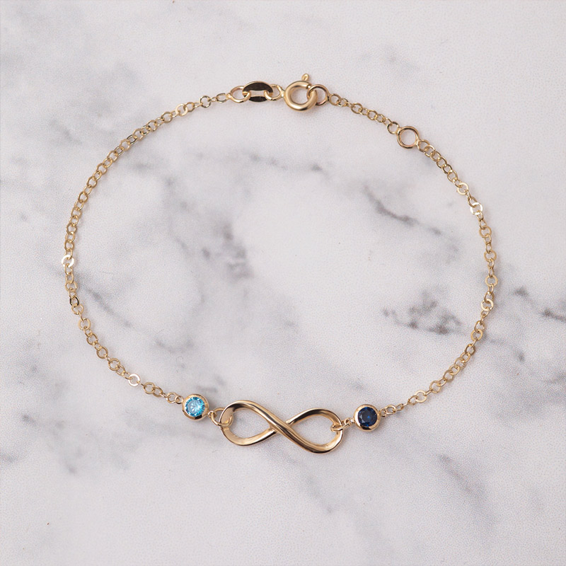 Mother & Daughter Forever Linked Together Infinite Custom Birthstones Bracelet