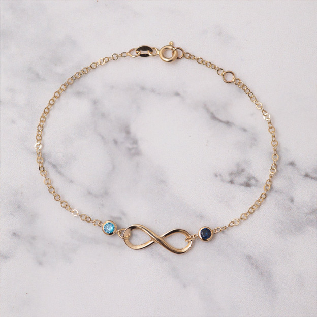 Mother & Daughter Forever Linked Together Infinite Custom Birthstones Bracelet